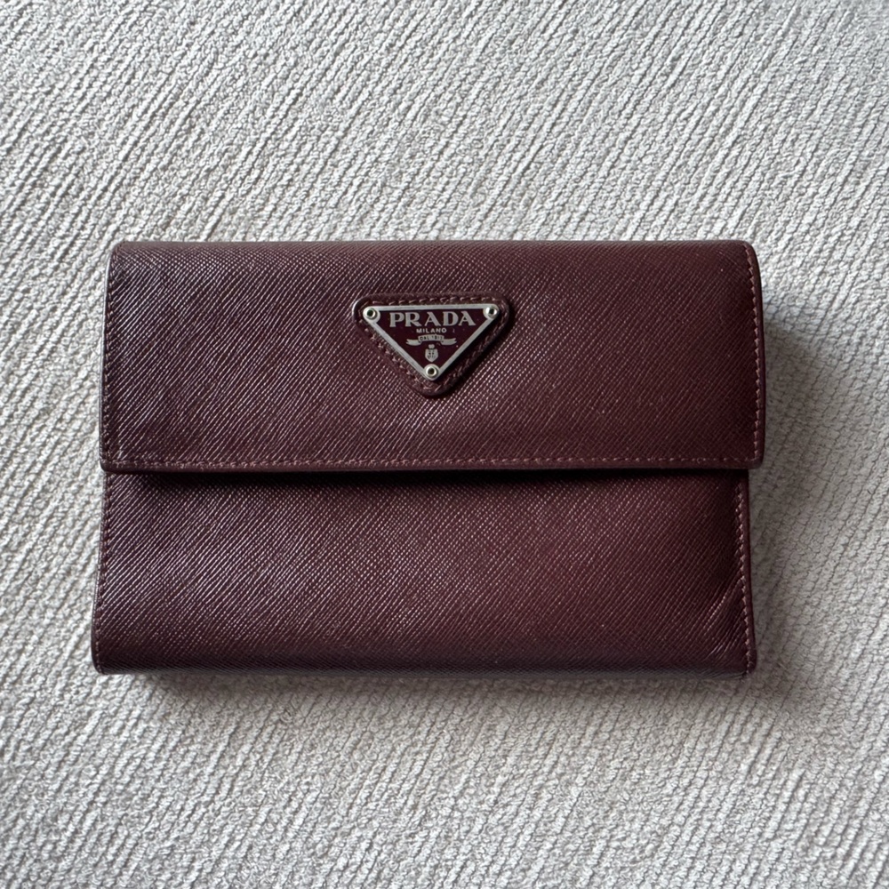 Prada Dark Brown Saffiano Leather Wallet